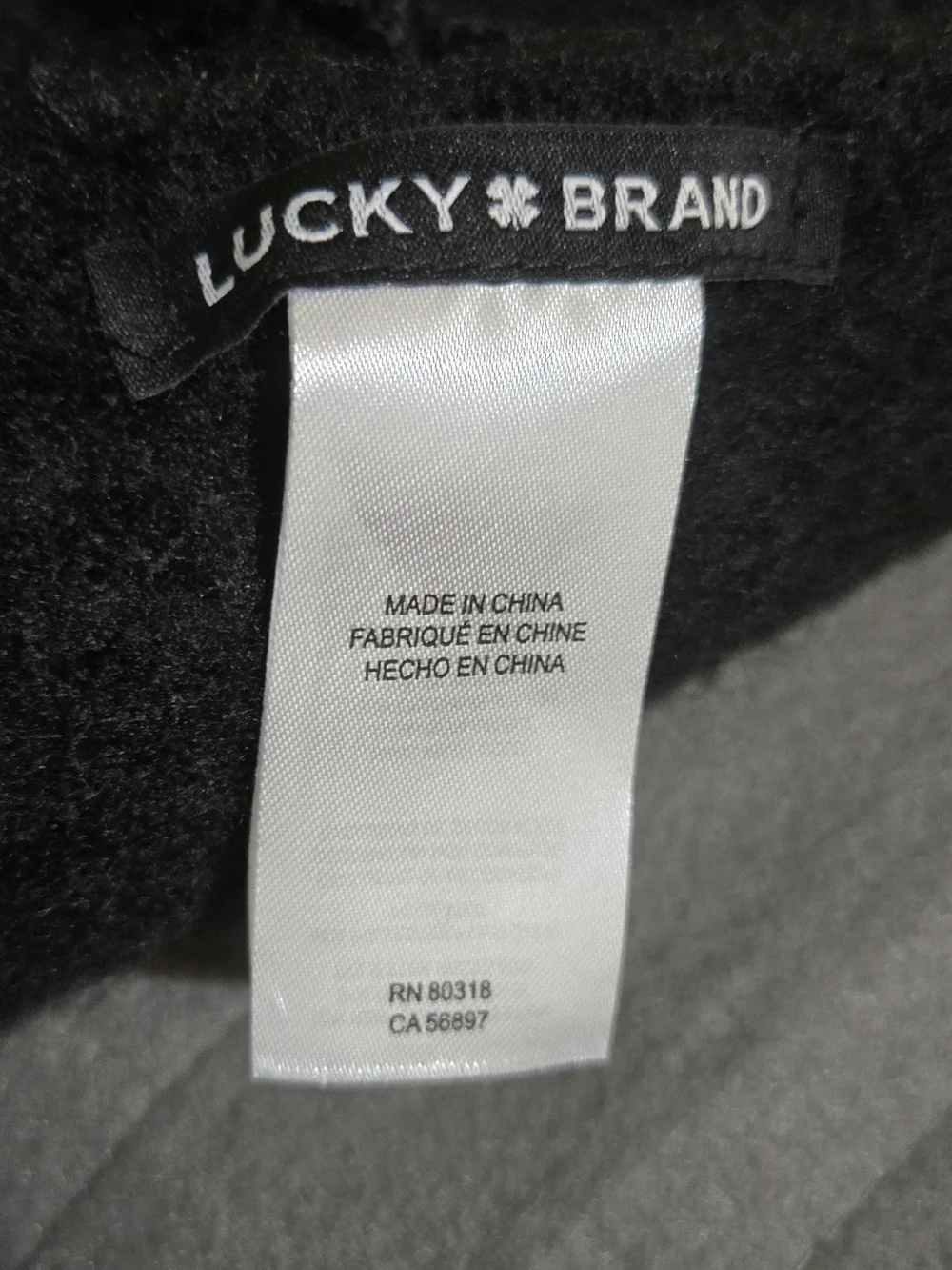 Lucky Brand Black Fuzzy Fringe Scarf One Size Soft Cozy Plush Winter Wrap Boho